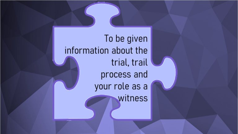 Victims Code - image for article: to be given information about the trial, trail porcess and your role as a witness