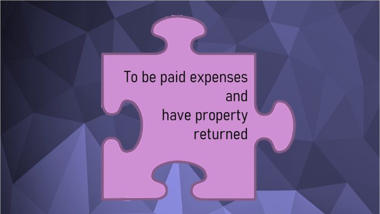 Victims Code - to be paid expenses and have property returned