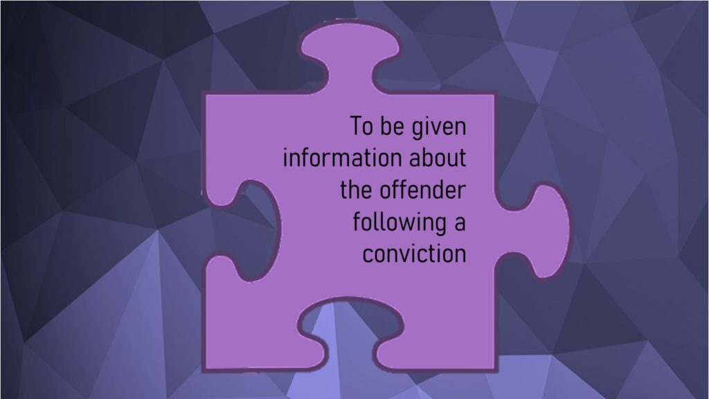 VCOP image for article: to be given information about the offender following a conviction