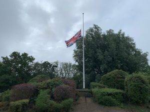 Flag flying at half mast at Bedfordshire Police Headquarters