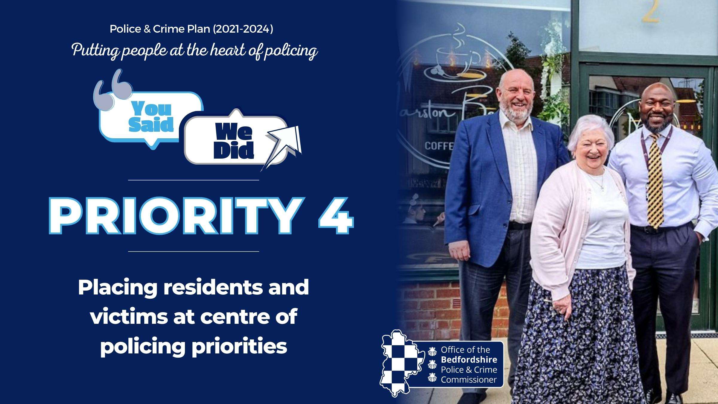 Priority 4, Placing residents and victims at centre of policing priorities